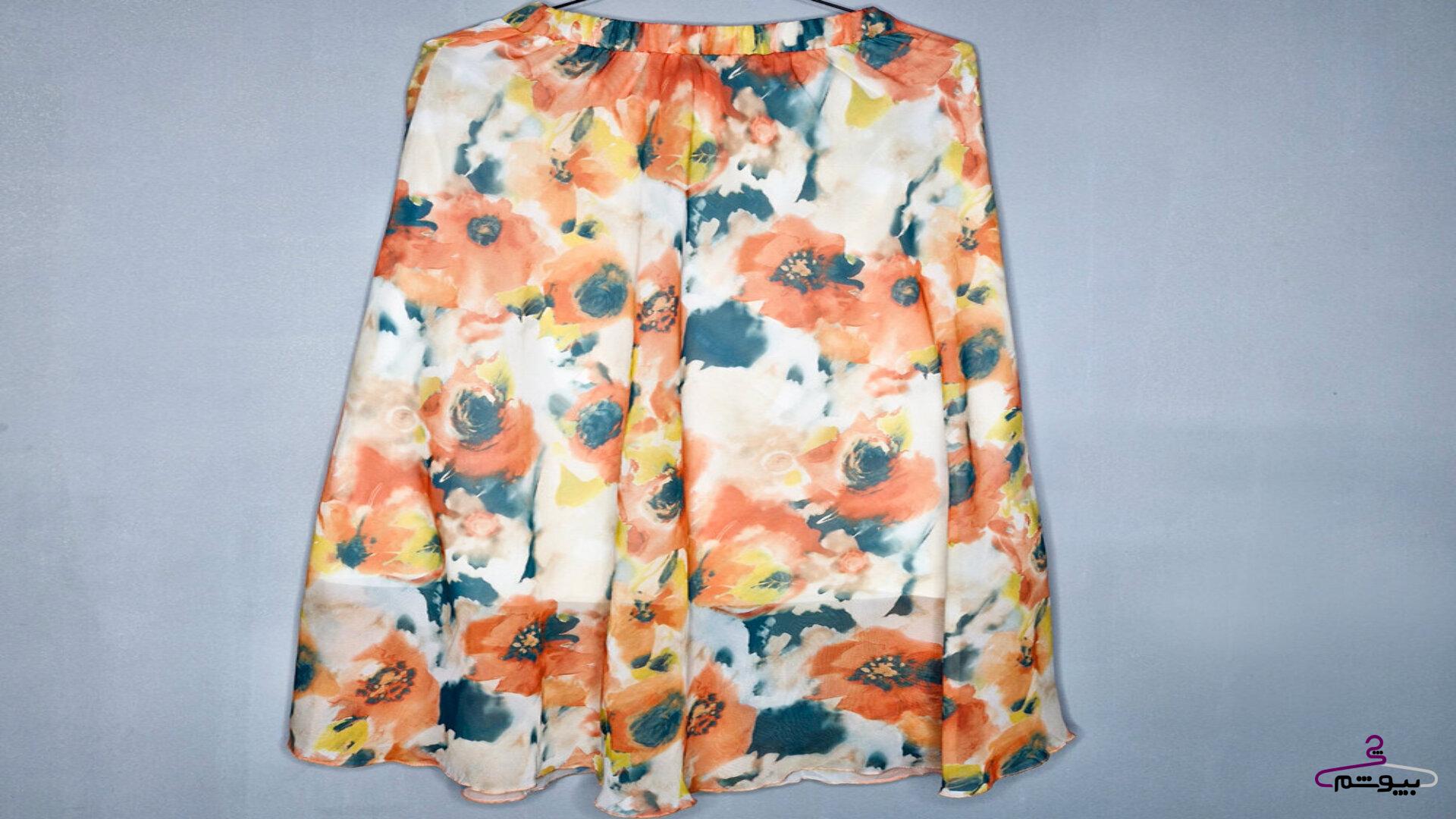 دامن گل گلی بلند جنس کرپ حریر